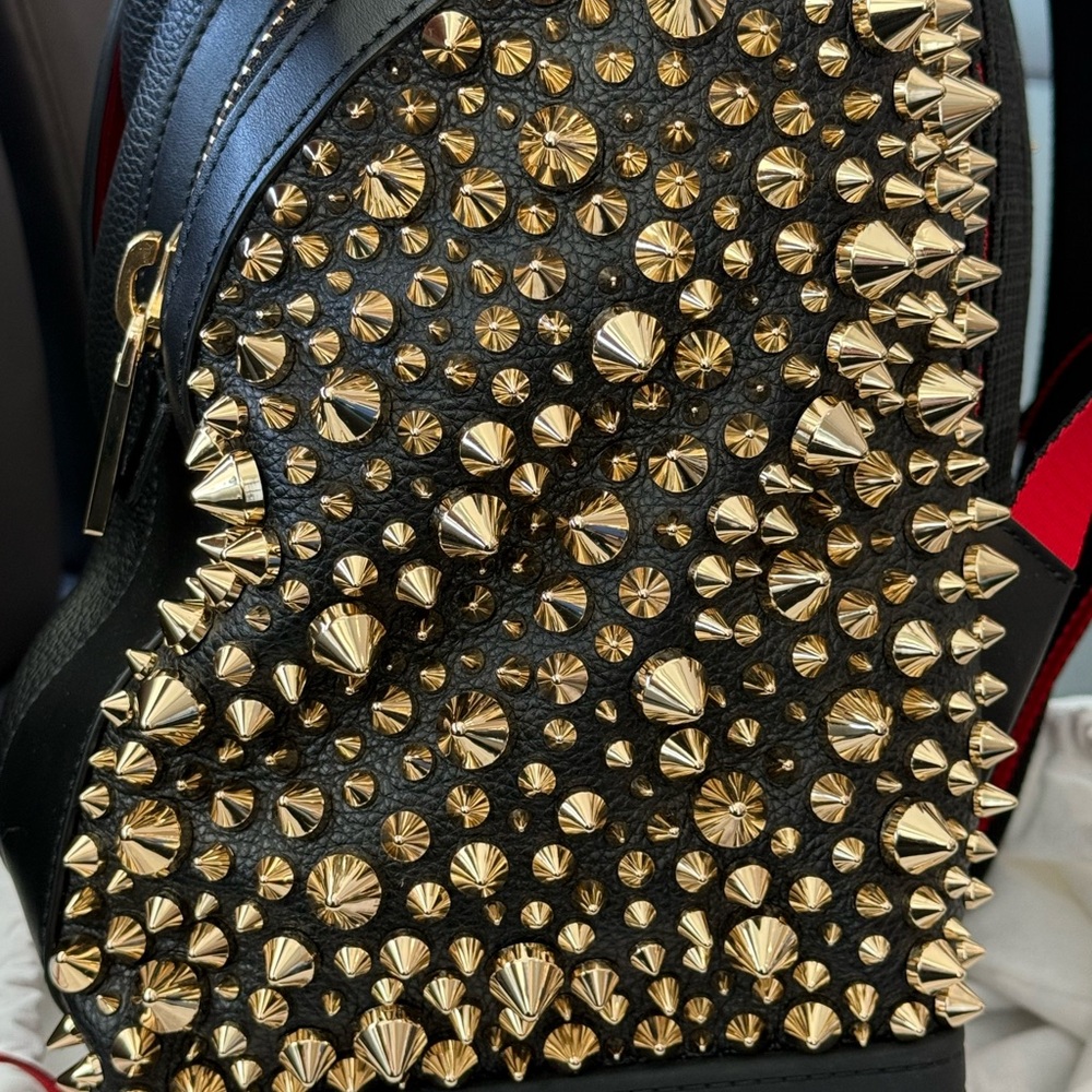Rare Christian Louboutin Black and Gold ExploraFunk Large Backpack